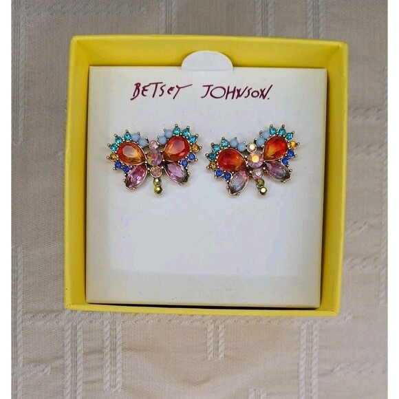 Betsey Johnson Jewelry - Betsy Johnson Sparkle Butterfly Pierced Earrings NIB